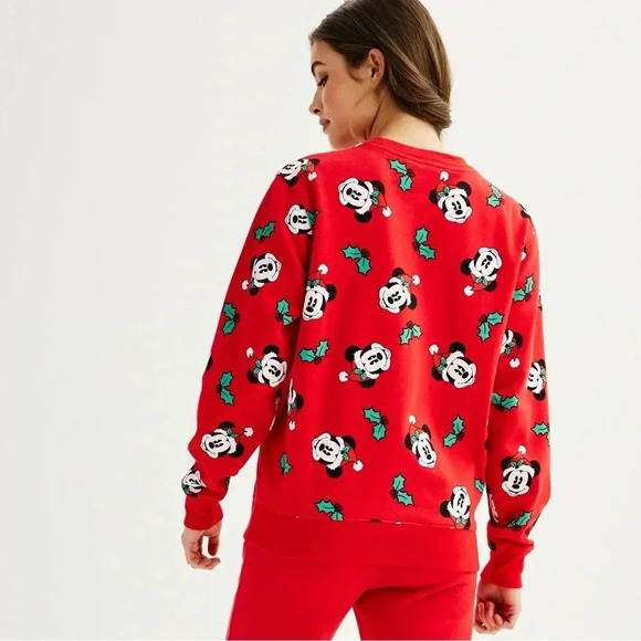 Disney Women's M Mickey Mouse Christmas Pullover Red Sweatshirt Holiday - Picture 2 of 13